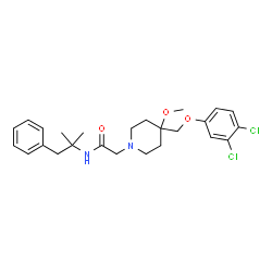 ChemSpider 2D Image | 2-{4-[(3,4-Dichlorophenoxy)methyl]-4-methoxy-1-piperidinyl}-N-(2-methyl-1-phenyl-2-propanyl)acetamide | C25H32Cl2N2O3