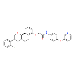 ChemSpider 2D Image | 2-{3-[(2R,3S,5R)-5-(2-Fluorophenyl)-3-isopropyltetrahydro-2H-pyran-2-yl]phenoxy}-N-[4-(3-pyridinyloxy)phenyl]acetamide | C33H33FN2O4