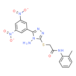 ChemSpider 2D Image | 2-{[4-Amino-5-(3,5-dinitrophenyl)-4H-1,2,4-triazol-3-yl]sulfanyl}-N-(2-methylphenyl)acetamide | C17H15N7O5S