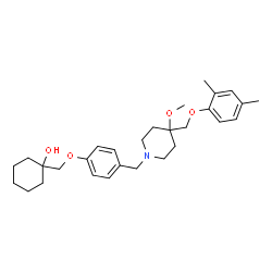 ChemSpider 2D Image | 1-{[4-({4-[(2,4-Dimethylphenoxy)methyl]-4-methoxy-1-piperidinyl}methyl)phenoxy]methyl}cyclohexanol | C29H41NO4