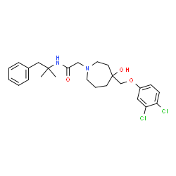 ChemSpider 2D Image | 2-{4-[(3,4-Dichlorophenoxy)methyl]-4-hydroxy-1-azepanyl}-N-(2-methyl-1-phenyl-2-propanyl)acetamide | C25H32Cl2N2O3