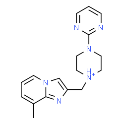 ChemSpider 2D Image | 1-[(8-Methylimidazo[1,2-a]pyridin-2-yl)methyl]-4-(2-pyrimidinyl)piperazin-1-ium | C17H21N6