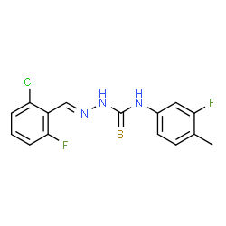 ChemSpider 2D Image | (2E)-2-(2-Chloro-6-fluorobenzylidene)-N-(3-fluoro-4-methylphenyl)hydrazinecarbothioamide | C15H12ClF2N3S
