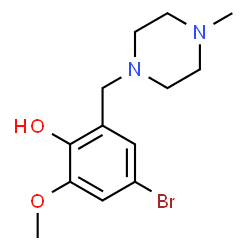 ChemSpider 2D Image | 4-Bromo-2-methoxy-6-[(4-methyl-1-piperazinyl)methyl]phenol | C13H19BrN2O2