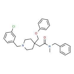 ChemSpider 2D Image | N-Benzyl-2-[1-(3-chlorobenzyl)-4-(phenoxymethyl)-4-piperidinyl]-N-methylacetamide | C29H33ClN2O2