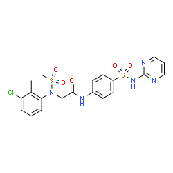 ChemSpider 2D Image | N~2~-(3-Chloro-2-methylphenyl)-N~2~-(methylsulfonyl)-N-[4-(2-pyrimidinylsulfamoyl)phenyl]glycinamide | C20H20ClN5O5S2