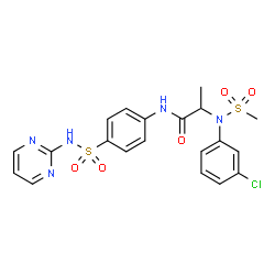 ChemSpider 2D Image | N~2~-(3-Chlorophenyl)-N~2~-(methylsulfonyl)-N-[4-(2-pyrimidinylsulfamoyl)phenyl]alaninamide | C20H20ClN5O5S2