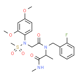 ChemSpider 2D Image | N-(2,4-Dimethoxyphenyl)-N-(methylsulfonyl)glycyl-N~2~-(2-fluorobenzyl)-N-methylalaninamide | C22H28FN3O6S