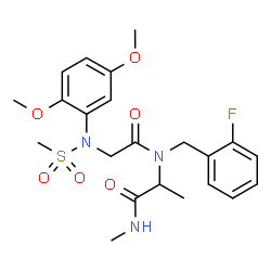 ChemSpider 2D Image | N-(2,5-Dimethoxyphenyl)-N-(methylsulfonyl)glycyl-N~2~-(2-fluorobenzyl)-N-methylalaninamide | C22H28FN3O6S