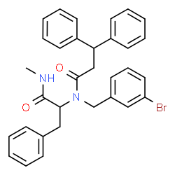 ChemSpider 2D Image | Nalpha-(3-Bromobenzyl)-Nalpha-(3,3-diphenylpropanoyl)-N-methylphenylalaninamide | C32H31BrN2O2