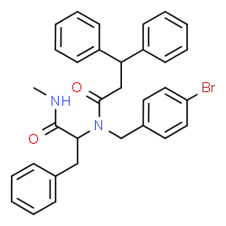 ChemSpider 2D Image | Nalpha-(4-Bromobenzyl)-Nalpha-(3,3-diphenylpropanoyl)-N-methylphenylalaninamide | C32H31BrN2O2