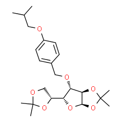 ChemSpider 2D Image | (3aR,5R,6S,6aR)-5-[(4R)-2,2-Dimethyl-1,3-dioxolan-4-yl]-6-[(4-isobutoxybenzyl)oxy]-2,2-dimethyltetrahydrofuro[2,3-d][1,3]dioxole (non-preferred name) | C23H34O7