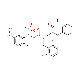 ChemSpider 2D Image | N-(2-Methyl-5-nitrophenyl)-N-(methylsulfonyl)glycyl-Nalpha-(2,6-dichlorobenzyl)-N-methylphenylalaninamide | C27H28Cl2N4O6S