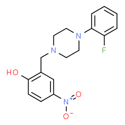 ChemSpider 2D Image | 2-{[4-(2-Fluorophenyl)-1-piperazinyl]methyl}-4-nitrophenol | C17H18FN3O3