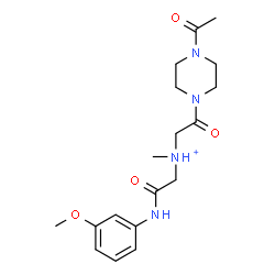 ChemSpider 2D Image | 2-(4-Acetyl-1-piperazinyl)-N-{2-[(3-methoxyphenyl)amino]-2-oxoethyl}-N-methyl-2-oxoethanaminium | C18H27N4O4