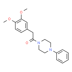 ChemSpider 2D Image | 2-(3,4-Dimethoxyphenyl)-1-(4-phenyl-1-piperazinyl)ethanone | C20H24N2O3