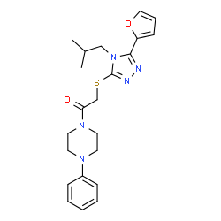 ChemSpider 2D Image | 2-{[5-(2-Furyl)-4-isobutyl-4H-1,2,4-triazol-3-yl]sulfanyl}-1-(4-phenyl-1-piperazinyl)ethanone | C22H27N5O2S