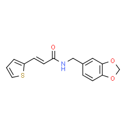 ChemSpider 2D Image | (2E)-N-(1,3-Benzodioxol-5-ylmethyl)-3-(2-thienyl)acrylamide | C15H13NO3S