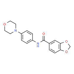 ChemSpider 2D Image | N-[4-(4-Morpholinyl)phenyl]-1,3-benzodioxole-5-carboxamide | C18H18N2O4