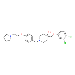 ChemSpider 2D Image | 4-[(3,4-Dichlorophenoxy)methyl]-1-{4-[2-(1-pyrrolidinyl)ethoxy]benzyl}-4-piperidinol | C25H32Cl2N2O3