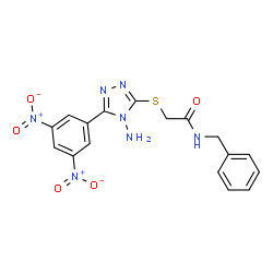 ChemSpider 2D Image | 2-{[4-Amino-5-(3,5-dinitrophenyl)-4H-1,2,4-triazol-3-yl]sulfanyl}-N-benzylacetamide | C17H15N7O5S