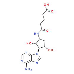 ChemSpider 2D Image | 5-{[(1R,2R,3R,4S)-3-(6-Amino-9H-purin-9-yl)-2,4-dihydroxycyclopentyl]amino}-5-oxopentanoic acid | C15H20N6O5