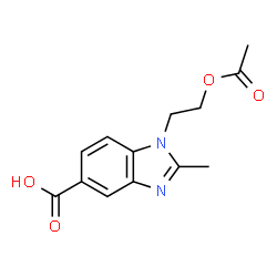 ChemSpider 2D Image | 1-(2-Acetoxyethyl)-2-methyl-1H-benzimidazole-5-carboxylic acid | C13H14N2O4