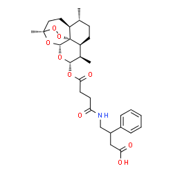 ChemSpider 2D Image | 4-[(4-Oxo-4-{[(1R,4S,5R,8S,9R,10S,12R,13R)-1,5,9-trimethyl-11,14,15,16-tetraoxatetracyclo[10.3.1.0~4,13~.0~8,13~]hexadec-10-yl]oxy}butanoyl)amino]-3-phenylbutanoic acid | C29H39NO9