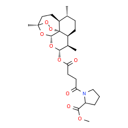 ChemSpider 2D Image | Methyl 1-(4-oxo-4-{[(1R,4S,5R,8S,9R,10S,12R,13R)-1,5,9-trimethyl-11,14,15,16-tetraoxatetracyclo[10.3.1.0~4,13~.0~8,13~]hexadec-10-yl]oxy}butanoyl)prolinate | C25H37NO9