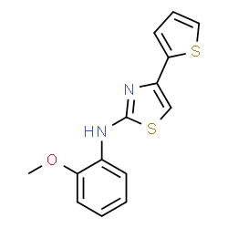 ChemSpider 2D Image | N-(2-Methoxyphenyl)-4-(2-thienyl)-1,3-thiazol-2-amine | C14H12N2OS2