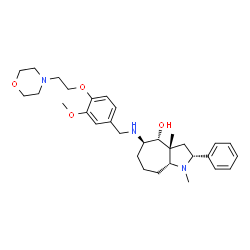 ChemSpider 2D Image | (2R,3aR,4R,5R,8aR)-5-({3-Methoxy-4-[2-(4-morpholinyl)ethoxy]benzyl}amino)-1,3a-dimethyl-2-phenyldecahydrocyclohepta[b]pyrrol-4-ol | C31H45N3O4