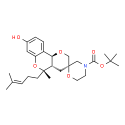 ChemSpider 2D Image | 2-Methyl-2-propanyl (2R,4a'S,5'S,10b'S)-8'-hydroxy-5'-methyl-5'-(4-methyl-3-penten-1-yl)-4a',10b'-dihydro-4H,4'H,5'H-spiro[1,4-oxazinane-2,3'-pyrano[3,2-c]chromene]-4-carboxylate | C27H39NO6