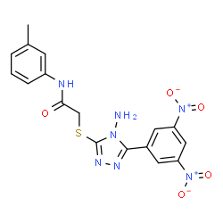 ChemSpider 2D Image | 2-{[4-Amino-5-(3,5-dinitrophenyl)-4H-1,2,4-triazol-3-yl]sulfanyl}-N-(3-methylphenyl)acetamide | C17H15N7O5S
