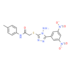 ChemSpider 2D Image | 2-{[4-Amino-5-(3,5-dinitrophenyl)-4H-1,2,4-triazol-3-yl]sulfanyl}-N-(4-methylphenyl)acetamide | C17H15N7O5S