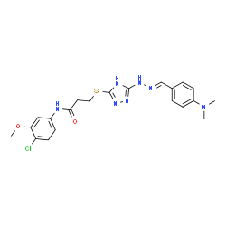ChemSpider 2D Image | N-(4-Chloro-3-methoxyphenyl)-3-[(5-{(2E)-2-[4-(dimethylamino)benzylidene]hydrazino}-4H-1,2,4-triazol-3-yl)sulfanyl]propanamide | C21H24ClN7O2S