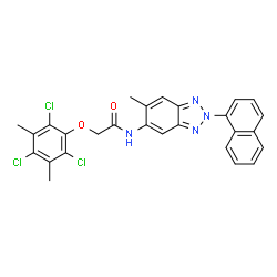 ChemSpider 2D Image | N-[6-Methyl-2-(1-naphthyl)-2H-benzotriazol-5-yl]-2-(2,4,6-trichloro-3,5-dimethylphenoxy)acetamide | C27H21Cl3N4O2