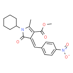 ChemSpider 2D Image | Methyl (4E)-1-cyclohexyl-2-methyl-4-(4-nitrobenzylidene)-5-oxo-4,5-dihydro-1H-pyrrole-3-carboxylate | C20H22N2O5