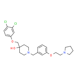ChemSpider 2D Image | 4-[(3,4-Dichlorophenoxy)methyl]-1-{3-[2-(1-pyrrolidinyl)ethoxy]benzyl}-4-piperidinol | C25H32Cl2N2O3