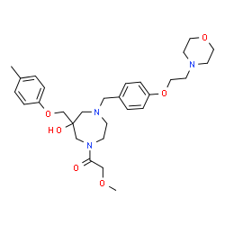 ChemSpider 2D Image | 1-(6-Hydroxy-6-[(4-methylphenoxy)methyl]-4-{4-[2-(4-morpholinyl)ethoxy]benzyl}-1,4-diazepan-1-yl)-2-methoxyethanone | C29H41N3O6