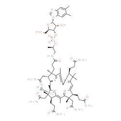 ChemSpider 2D Image | cyano-[(1R,2S,3S,4Z,7S,8S,9Z,13S,14E,17R,18R,19R)-2,7,18-tris(2-amino-2-oxo-ethyl)-3,8,13-tris(3-amino-3-oxo-propyl)-17-[3-[[(2R)-2-[[(2R,3S,4R,5S)-5-(5,6-dimethylbenzimidazol-1-yl)-4-hydroxy-2-(hydroxymethyl)tetrahydrofuran-3-yl]oxy-oxido-phosphoryl]oxypropyl]amino]-3-oxo-propyl]-1,2,5,7,12,12,15,17-octamethyl-8,13,18,19-tetrahydro-3H-corrin-21-yl]cobalt(1+) | C63H88CoN14O14P