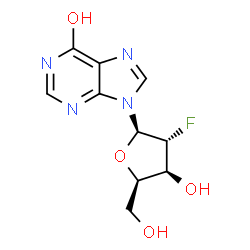 ChemSpider 2D Image | 9-(2-Deoxy-2-fluoro-beta-D-xylofuranosyl)-9H-purin-6-ol | C10H11FN4O4