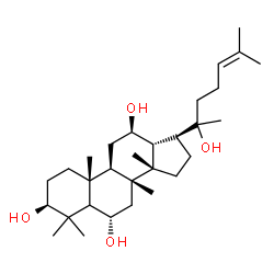 ChemSpider 2D Image | (3beta,5xi,6alpha,12beta,14beta,20xi)-Dammar-24-ene-3,6,12,20-tetrol | C30H52O4