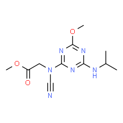 ChemSpider 2D Image | Methyl N-cyano-N-[4-(isopropylamino)-6-methoxy-1,3,5-triazin-2-yl]glycinate | C11H16N6O3