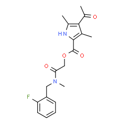 ChemSpider 2D Image | 2-[(2-Fluorobenzyl)(methyl)amino]-2-oxoethyl 4-acetyl-3,5-dimethyl-1H-pyrrole-2-carboxylate | C19H21FN2O4