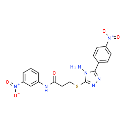 ChemSpider 2D Image | 3-{[4-Amino-5-(4-nitrophenyl)-4H-1,2,4-triazol-3-yl]sulfanyl}-N-(3-nitrophenyl)propanamide | C17H15N7O5S