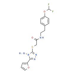 ChemSpider 2D Image | 2-{[4-Amino-5-(2-furyl)-4H-1,2,4-triazol-3-yl]sulfanyl}-N-{2-[4-(difluoromethoxy)phenyl]ethyl}acetamide | C17H17F2N5O3S