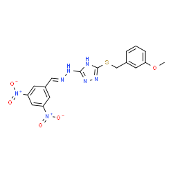 ChemSpider 2D Image | 3-[(2E)-2-(3,5-Dinitrobenzylidene)hydrazino]-5-[(3-methoxybenzyl)sulfanyl]-4H-1,2,4-triazole | C17H15N7O5S