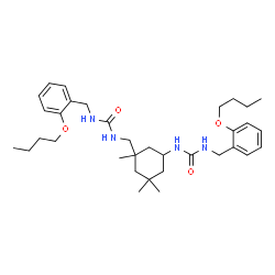 ChemSpider 2D Image | 1-(2-Butoxybenzyl)-3-[3-({[(2-butoxybenzyl)carbamoyl]amino}methyl)-3,5,5-trimethylcyclohexyl]urea | C34H52N4O4