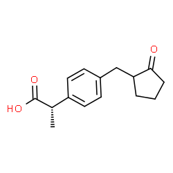 ChemSpider 2D Image | (2S)-2-{4-[(2-Oxocyclopentyl)methyl]phenyl}propanoic acid | C15H18O3