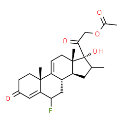ChemSpider 2D Image | 6-Fluoro-17-hydroxy-16-methyl-3,20-dioxopregna-4,9(11)-dien-21-yl acetate | C24H31FO5
